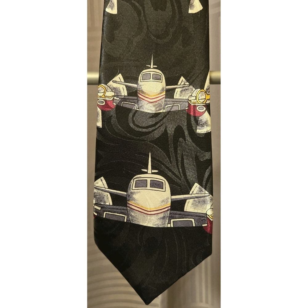 Steven Harris Novelty Airplane Aeroplane Black Neck Tie 58" L - 4" W Polyester
